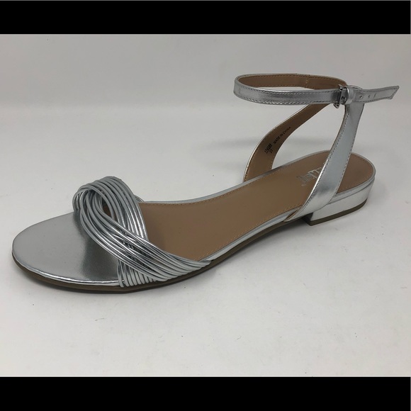 silver flat sandals size 12